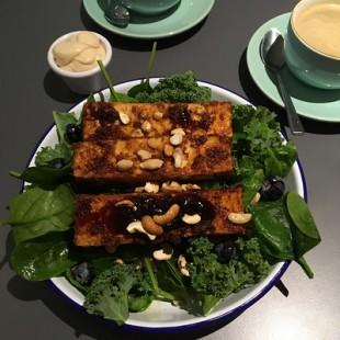Tofu BBQ Ribs with 2 Salads & Aioli Cream at Happy Food / YogaHu